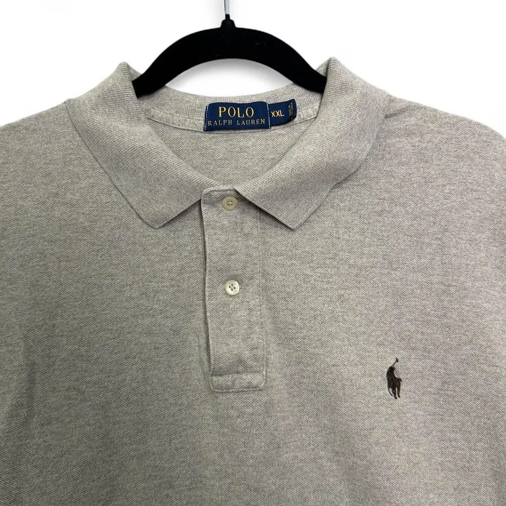Polo Ralph Lauren Men's XXL Beige Pique Polo Brown Pony Cotton Coastal Preppy